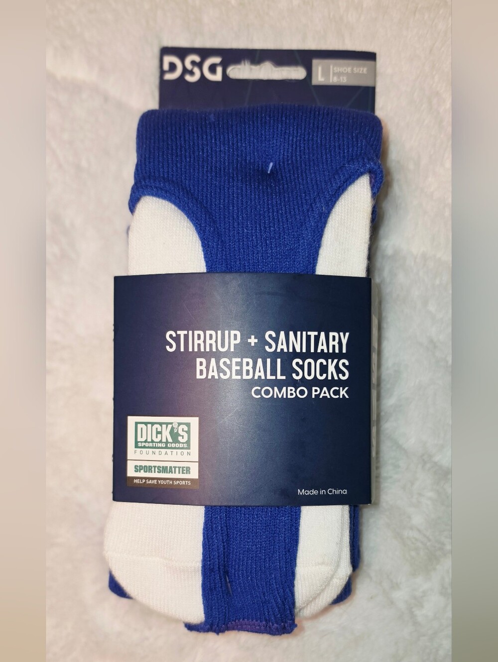 DSG Stirrup & Sanitary Baseball Socks - Royal Blue & White (SOC57)